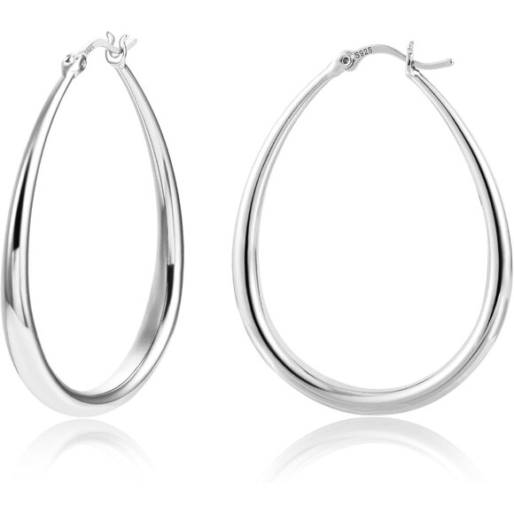Jewelry - Sterling Silver Chunky Hoop Earrings for Women Hypoallergenic Thick Huggie Earri